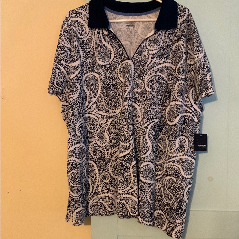 Basic Editions Blue and White Casual Shirt
